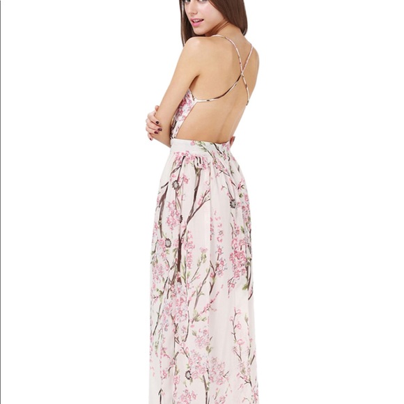 Floral print maxi dress white pink - Picture 3 of 5
